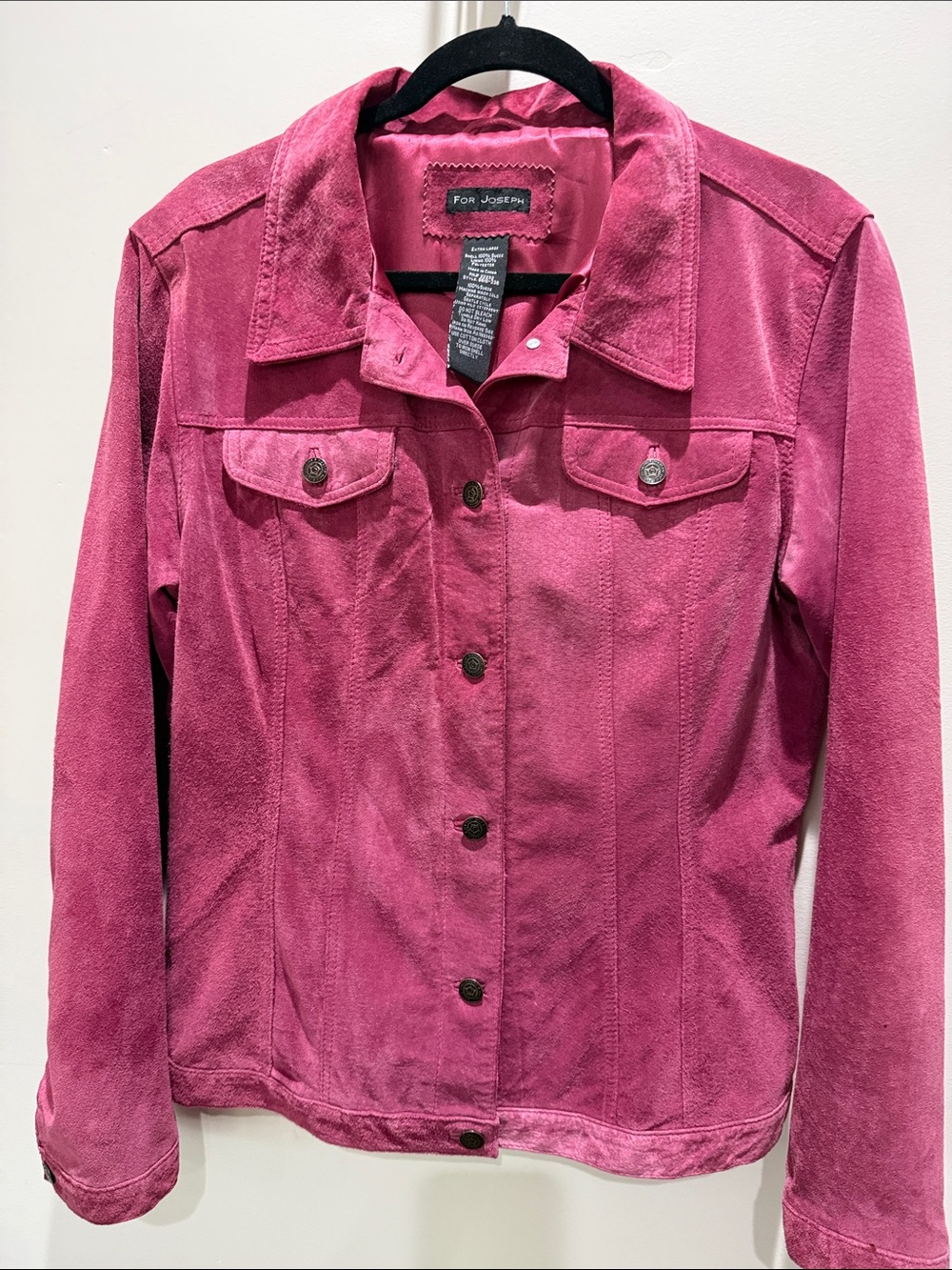 FOR JOSEPH Deep Pink Suede Jean Jacket L